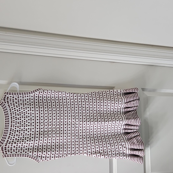 Chic White Top with Maroon Dot Print - Picture 2 of 4